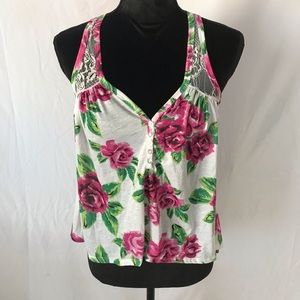 Floral Tank Top with Lace
